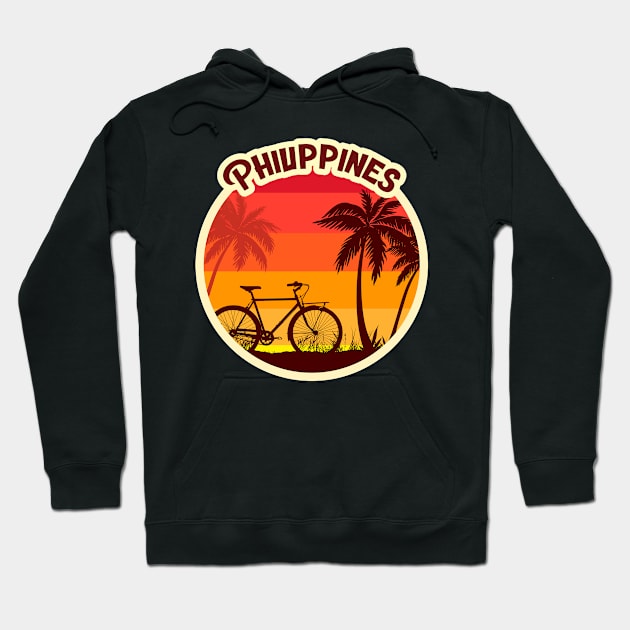 Philippines Sunshine in a Beach with a Lonely Palm Tree and Bicycle T-shirt Hoodie by AbsurdStore